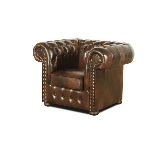 Image 1 of Engels chesterfield bankstel leren bankstel bankstel vintage stijl