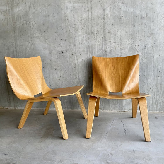 Image 1 of Plywood eiken design stoelen 1990