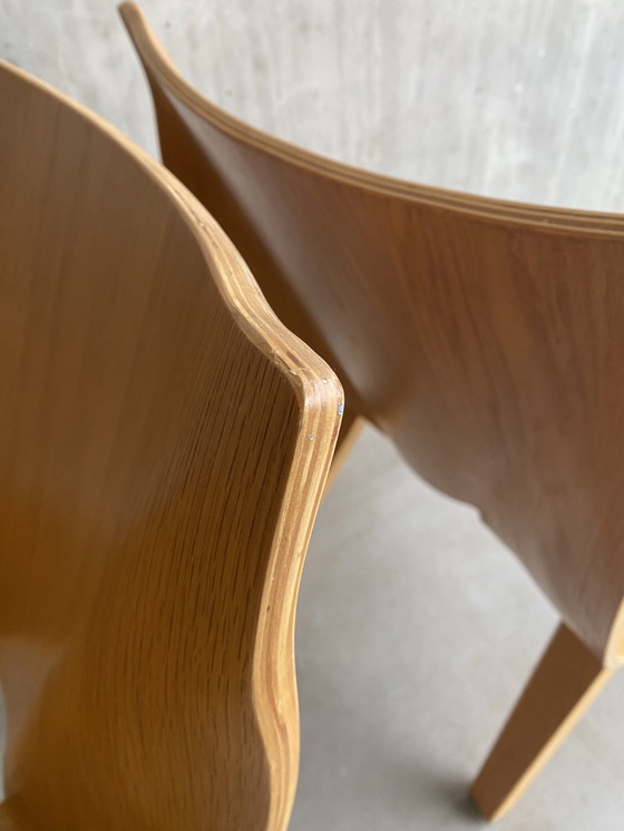 Image 1 of Plywood eiken design stoelen 1990