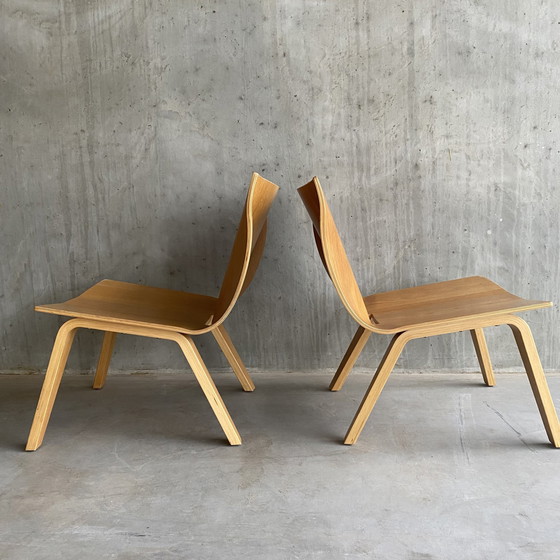 Image 1 of Plywood eiken design stoelen 1990