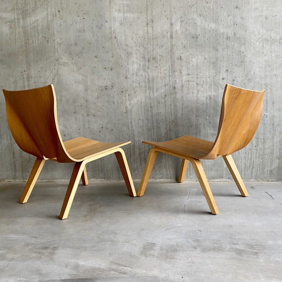 Image 1 of Plywood eiken design stoelen 1990