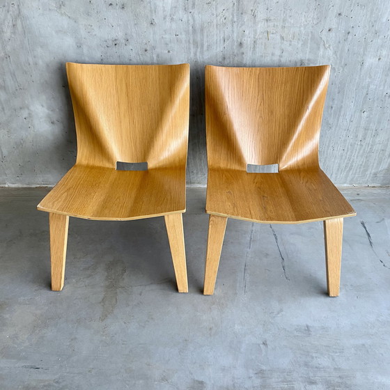 Image 1 of Plywood eiken design stoelen 1990