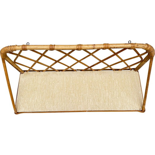 Vintage rotan wandplank, 1950