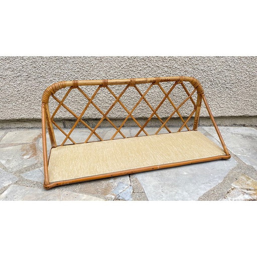 Vintage rotan wandplank, 1950