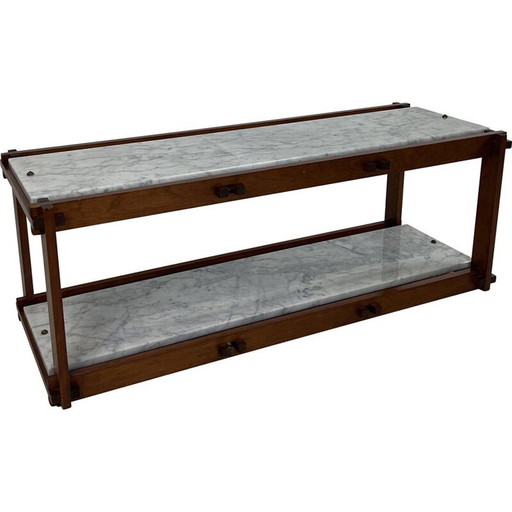 Vintage modernistische plank in marmer en hout, 1980