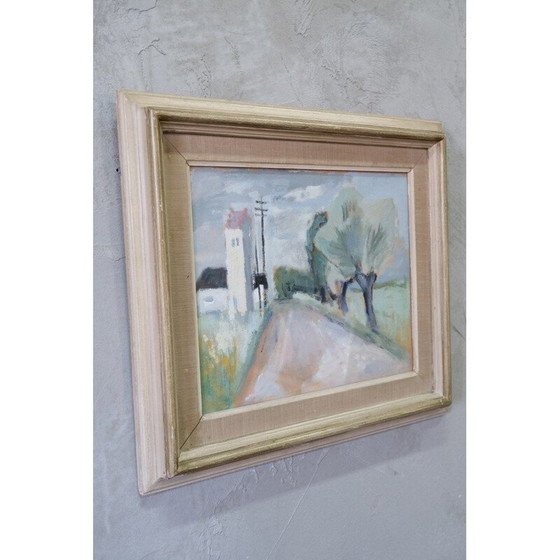 Image 1 of Scandinavisch vintage schilderij met moderne gouache door John Börén, Zweden 1950