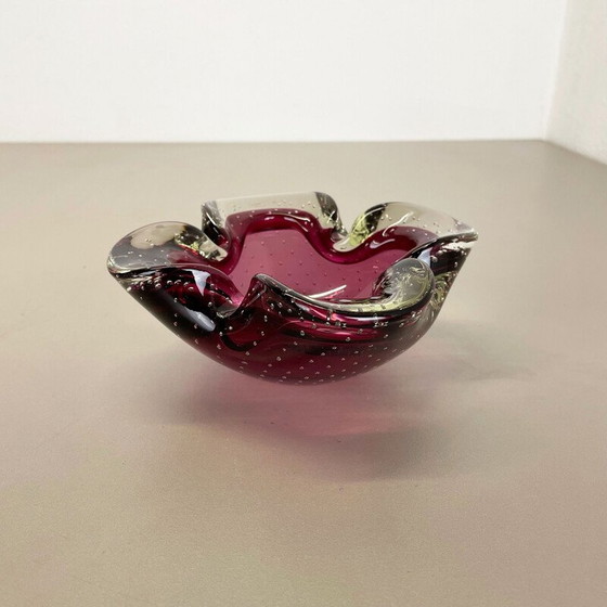 Image 1 of Vintage roze Murano bubbelglas asbak, Italië 1970