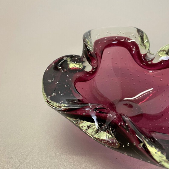 Image 1 of Vintage roze Murano bubbelglas asbak, Italië 1970