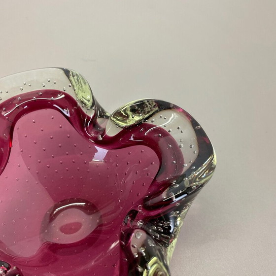 Image 1 of Vintage roze Murano bubbelglas asbak, Italië 1970