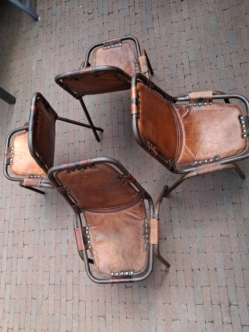 4x Vintage Eetkamerstoelen leer