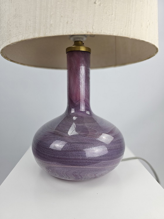 Image 1 of Holmegaard Design tafellamp glazen voet purper