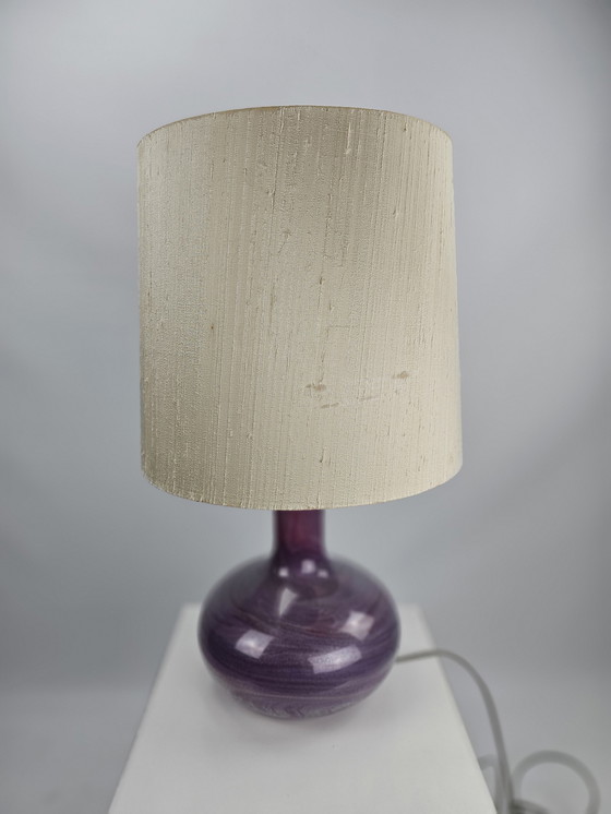 Image 1 of Holmegaard Design tafellamp glazen voet purper