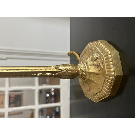 Image 1 of Vintage Art Deco messing lamp met bloemendecoratie, 1940