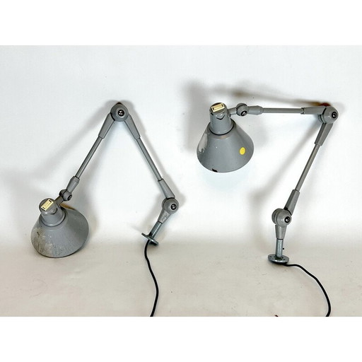 Paar vintage Aure metalen wandlampen voor Stilnovo, Italië 1960