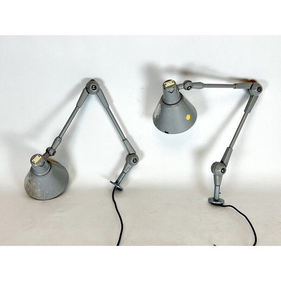 Image 1 of Paar vintage Aure metalen wandlampen voor Stilnovo, Italië 1960