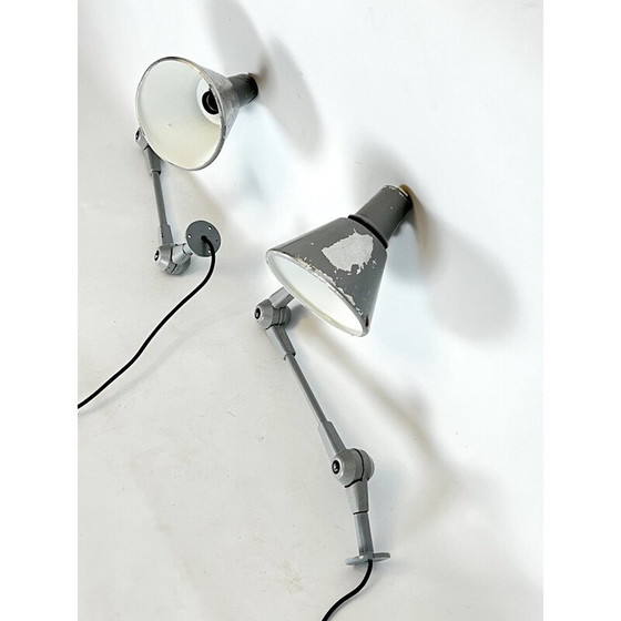 Image 1 of Paar vintage Aure metalen wandlampen voor Stilnovo, Italië 1960