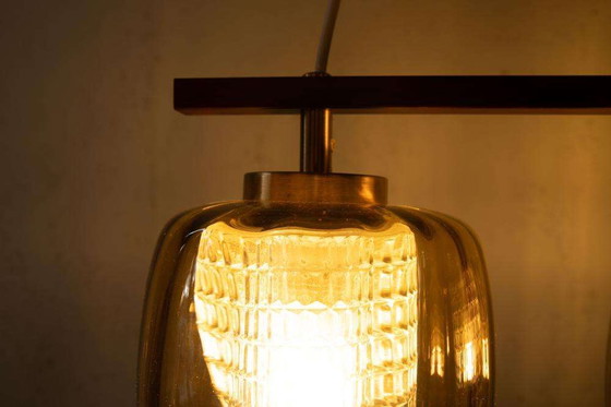 Image 1 of Vintage amberglas hanglamp Zweeds design, Midmod Glass lamp