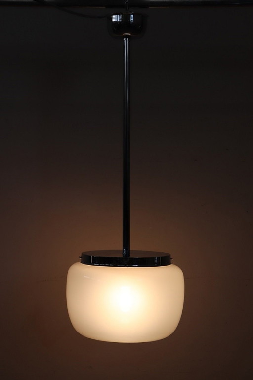 Hanglamp van glas en chroom, Italië 1960S