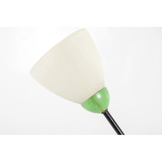 Image 1 of Vintage Franse 6-lichts vloerlamp van glas en metaal 1950