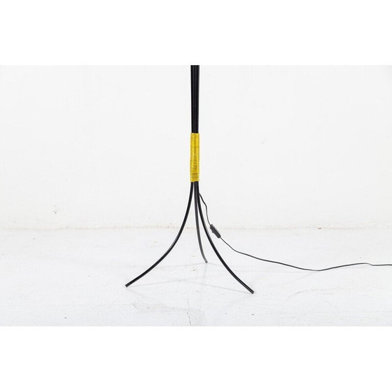 Image 1 of Vintage Franse 6-lichts vloerlamp van glas en metaal 1950