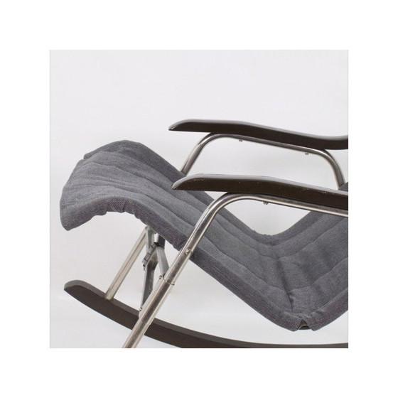 Image 1 of Vintage schommelstoel van aluminium en hout door Takeshi Nii, Japan 1950