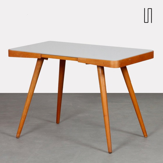 Image 1 of Vintage tafel in hout en opaalglas van Jiri Jiroutek, 1960