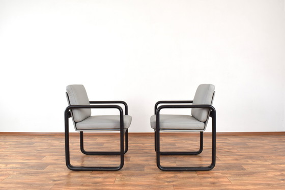 Image 1 of Mid Century Leren Lounge Stoelen Door Burkhard Vogtherr Voor Rosenthal, 1970S, Set Van 2