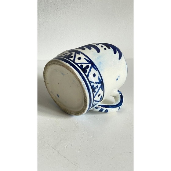 Image 1 of Vintage handkandelaar in blauw keramiek