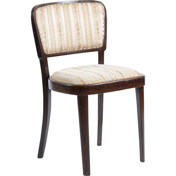 Image 1 of Vintage stoffen en eikenhouten stoel van Thonet, 1940