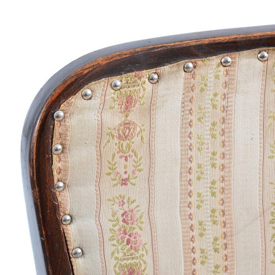 Image 1 of Vintage stoffen en eikenhouten stoel van Thonet, 1940