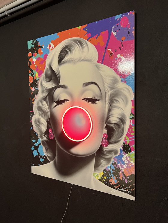 Image 1 of LedMansion Marilyn Monroe Rood Bobble PopArt Wall Kunst Led-lamp