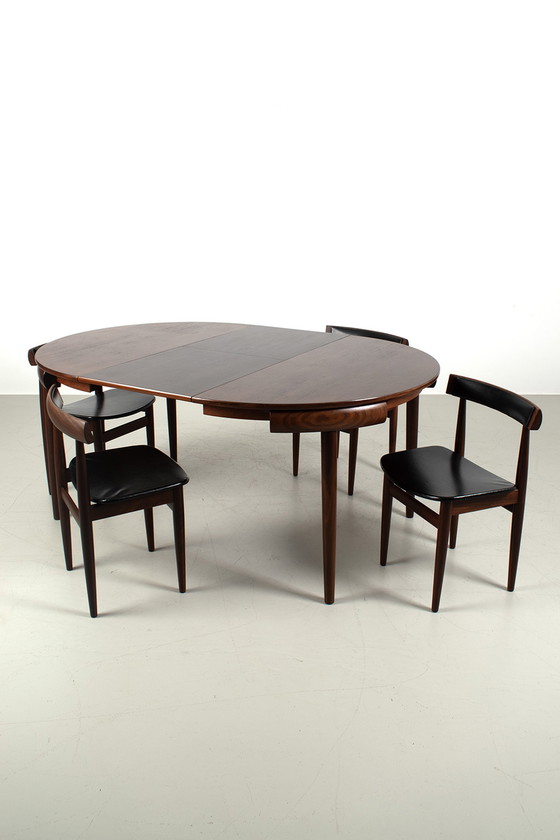 Image 1 of Vintage Hans Olsen uittrektafel met stoelen