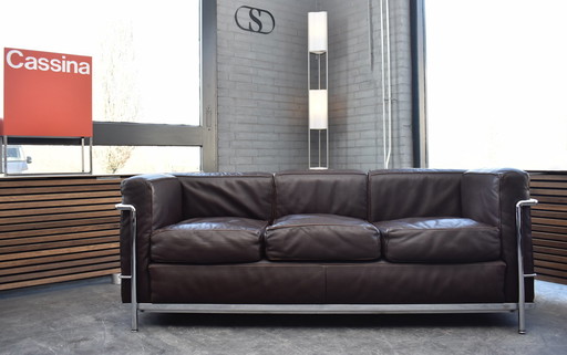 Cassina LC 2 - 3 Zits - Pelle Naturale Cigarro Bruin - 1e Generatie Design Bank