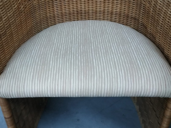 Image 1 of Vintage Luit van der Helm Rotan Slederok Stoelen (Nieuw Gestoffeerd).