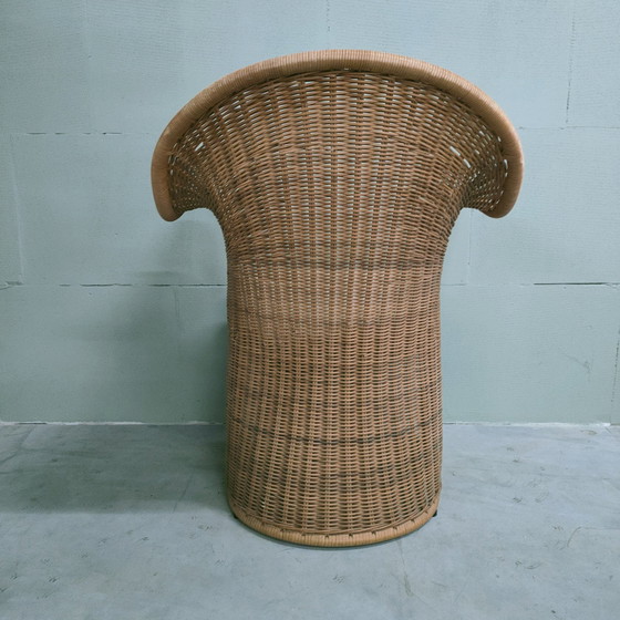 Image 1 of Vintage Luit van der Helm Rotan Slederok Stoelen (Nieuw Gestoffeerd).