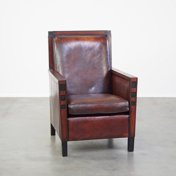 Image 1 of Schapenleren Art Deco Design Armchair