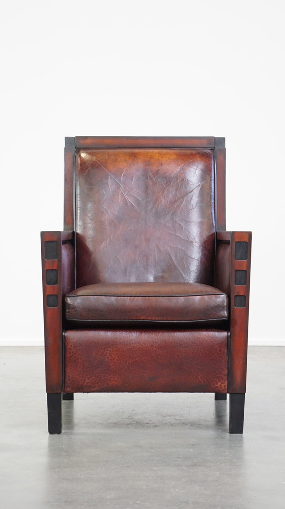 Image 1 of Schapenleren Art Deco Design Armchair