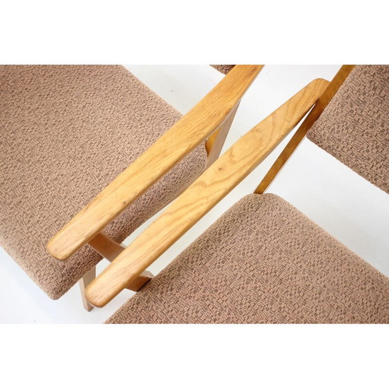 Image 1 of Paar vintage stoffen en houten fauteuils van Krasna Jizba, Tsjecho-Slowakije 1960