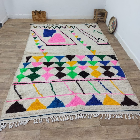 Image 1 of Tapis Berbère Marocain Multicolore En Laine - Marokkanischer Handgefertigter Bunter Berberteppich