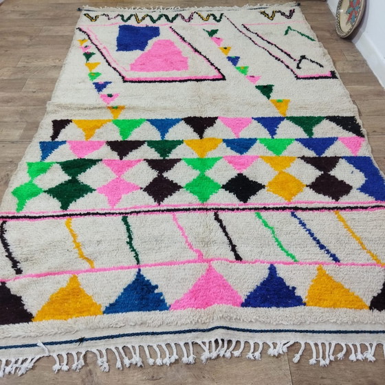 Image 1 of Tapis Berbère Marocain Multicolore En Laine - Marokkanischer Handgefertigter Bunter Berberteppich