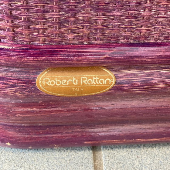 Image 1 of Vintage rotan en essenhouten dressoir van Roberti Rattan, Italië 1990