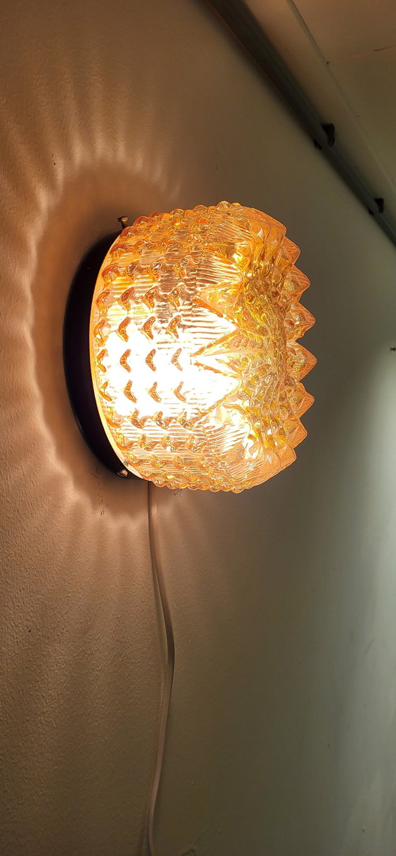 Image 1 of Mooie Glazen Jaren '70 Plafonnierre