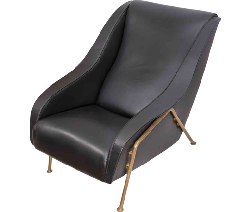 Kunstenaar XX eeuw, Vintage leren fauteuil 1940-1950