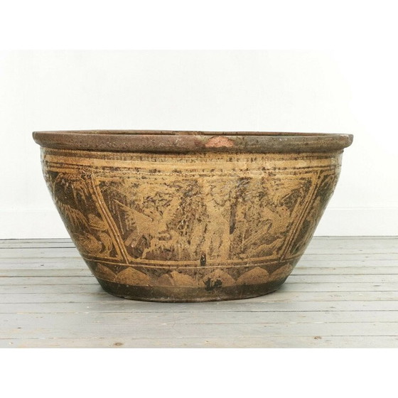 Image 1 of Vintage ovale vissenkom in decoratieve steen, China