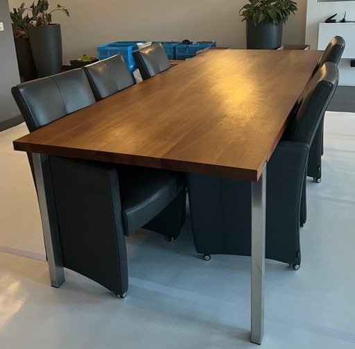 Eettafel Bert  Plantagie +5x Antraciet Grijs Stoelen