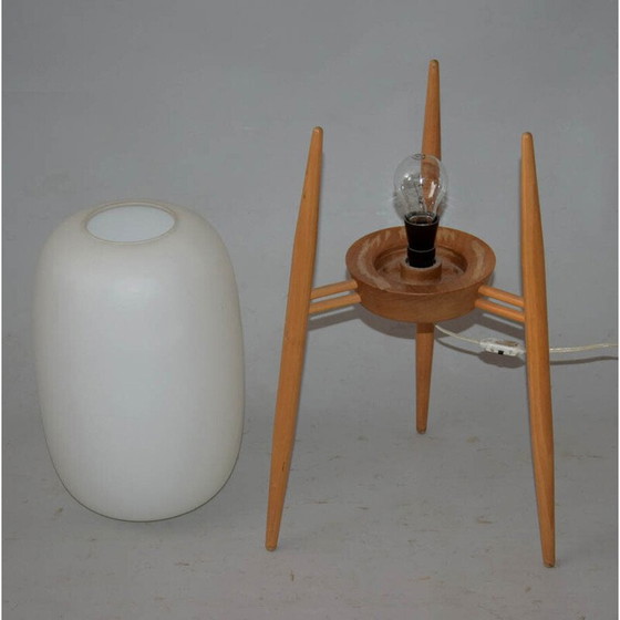 Image 1 of Vintage vloerlamp nr. 4159 in hout en glas van Úluv, Tsjecho-Slowakije 1960