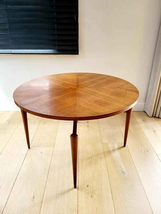 Vintage design salontafel, Scandinavische stijl, rond, hout, vermoedelijk jaren 1960  Prachtige vintage design salontafel of cof