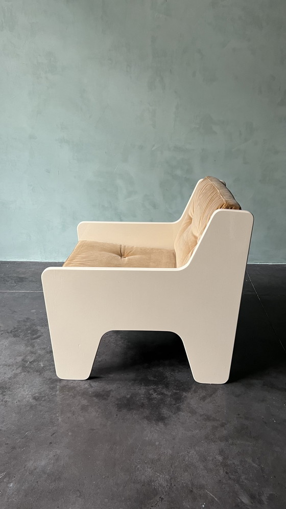 Image 1 of Mid Century Modern Gelakt Houten Fauteuil