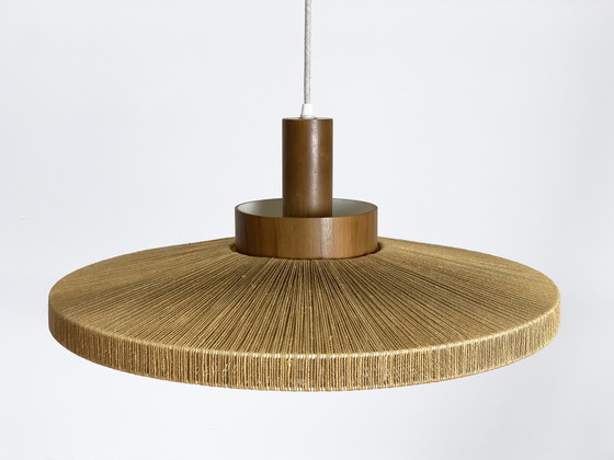 Image 1 of Raffia & notenhouten design hanglamp Temde Swiss 