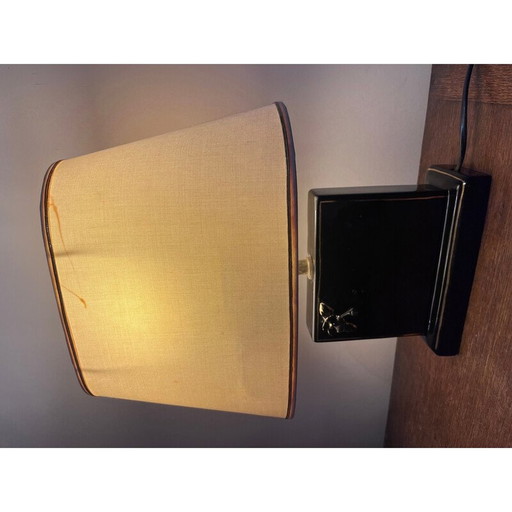 Vintage lamp van keramiek en stof, jaren 1980